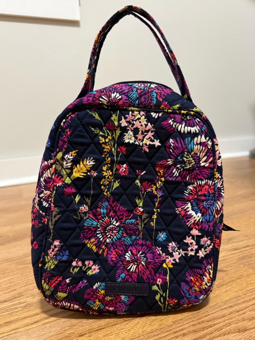 Vera Bradley Navy Quilted Floral Top-Handle Lunch Bag